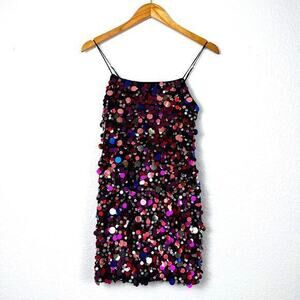 Lovers + Friends Chloe Mini Dress Womens XXS Colorful Paillette Sequin Party NYE